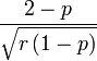 \frac{2-p}{\sqrt{r\,(1-p)}}\!