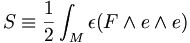 S\equiv \frac{1}{2}\int_M \epsilon(F \wedge e \wedge e) 
