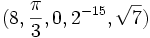 (8,\frac{\pi}{3}, 0, 2^{-15},\sqrt{7})