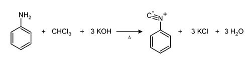 Reacción carbilamina con la anilina
