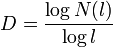 D = \frac{\log N(l)}{\log l}