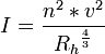  I = \frac {n^2 * v^2} {{R_h}^\frac{4}{3}} 