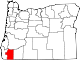 Mapa de Oregón con la ubicación del condado de Josephine