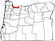Mapa de Oregón con la ubicación del condado de Multnomah