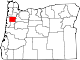 Mapa de Oregón con la ubicación del condado de Polk