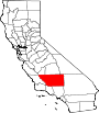 Mapa de California con la ubicación del condado de Kern