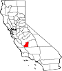 Mapa de California con la ubicación del condado de Kings