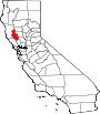 Mapa de California con la ubicación del condado de Lake