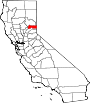 Mapa de California con la ubicación del condado de Sierra