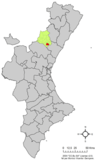 Localización de Ayódar respecto a la Comunidad Valenciana