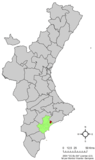 Localización de Aguas de Busot respecto a la Comunidad Valenciana