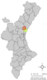 Localización de Alfara de Algimia respecto al País Valenciano