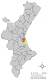 Localización de Almusafes en la Comunidad Valenciana