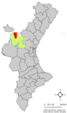 Localización de Alpuente respecto al País Valenciano