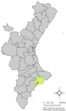 Localización de Orcheta respecto a la Comunidad Valenciana