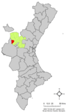 Localización de Benagéber respecto a la Comunidad Valenciana