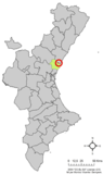 Localización de Benavites respecto a la Comunidad Valenciana