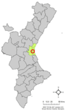 Localización de Benetúser respecto a la Comunitat Valenciana