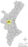 Localización de Buñol respecto a la Comunidad Valenciana