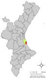 Localización de Cullera en la Comunidad Valenciana