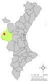 Localización de Fuenterrobles respecto a la Comunidad Valenciana