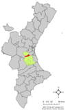 Localización de Llombay en la Comunidad Valenciana