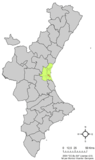 Localización de Masanasa respecto a la Comunidad Valenciana