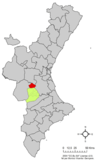 Localización de Millares respecto a la Comunidad Valenciana