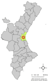 Localización de Picaña respecto a la Comunidad Valenciana