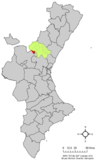 Localización de Sacañet respecto a la Comunidad Valenciana