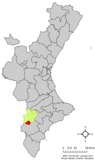 Localización de Salinas respecto a la Comunidad Valenciana