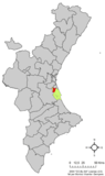 Localización de Sollana en la Comunidad Valenciana
