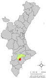 Localización de Tibi respecto a la Comunidad Valenciana