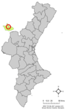 Localización de Torrebaja respecto al País Valenciano