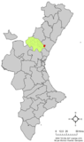 Localización de Chóvar respecto a la Comunidad Valenciana