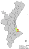 Localización de la Alquería de la Condesa respecto a la Comunidad Valenciana
