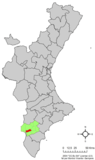 Localización de La Romana respecto a la Comunidad Valenciana