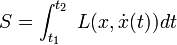 S = \int_{t_1}^{t_2}\; L(x,\dot{x}(t))dt 