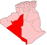 Mapa de Argelia, destaca la provincia de Adrar