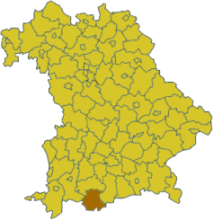 Localización del distrito de Garmisch Partenkirchen en Bavaria