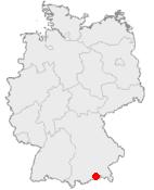 Mapa de Alemania, posición de Fischbachau destacada