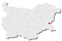 Map of Bulgaria, Burgas is indicated