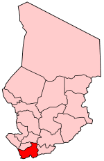 Map of Chad showing Logone Oriental