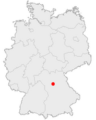 Mapa de Alemania, posición de Erlangen destacada