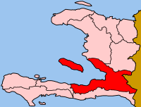 Map of Haiti showing Ouest department.
