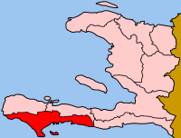 Map of Haiti showing Sud department.