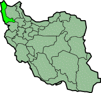 Mapa de Irán resaltando a la provincia