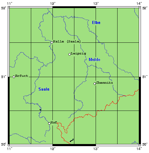 Mapa de la región del Saale