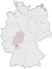 Mapa de Alemania, posición de Langen destacada