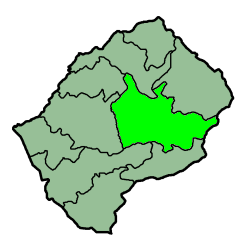 Mapa de Lesoto con el distrito destacado.